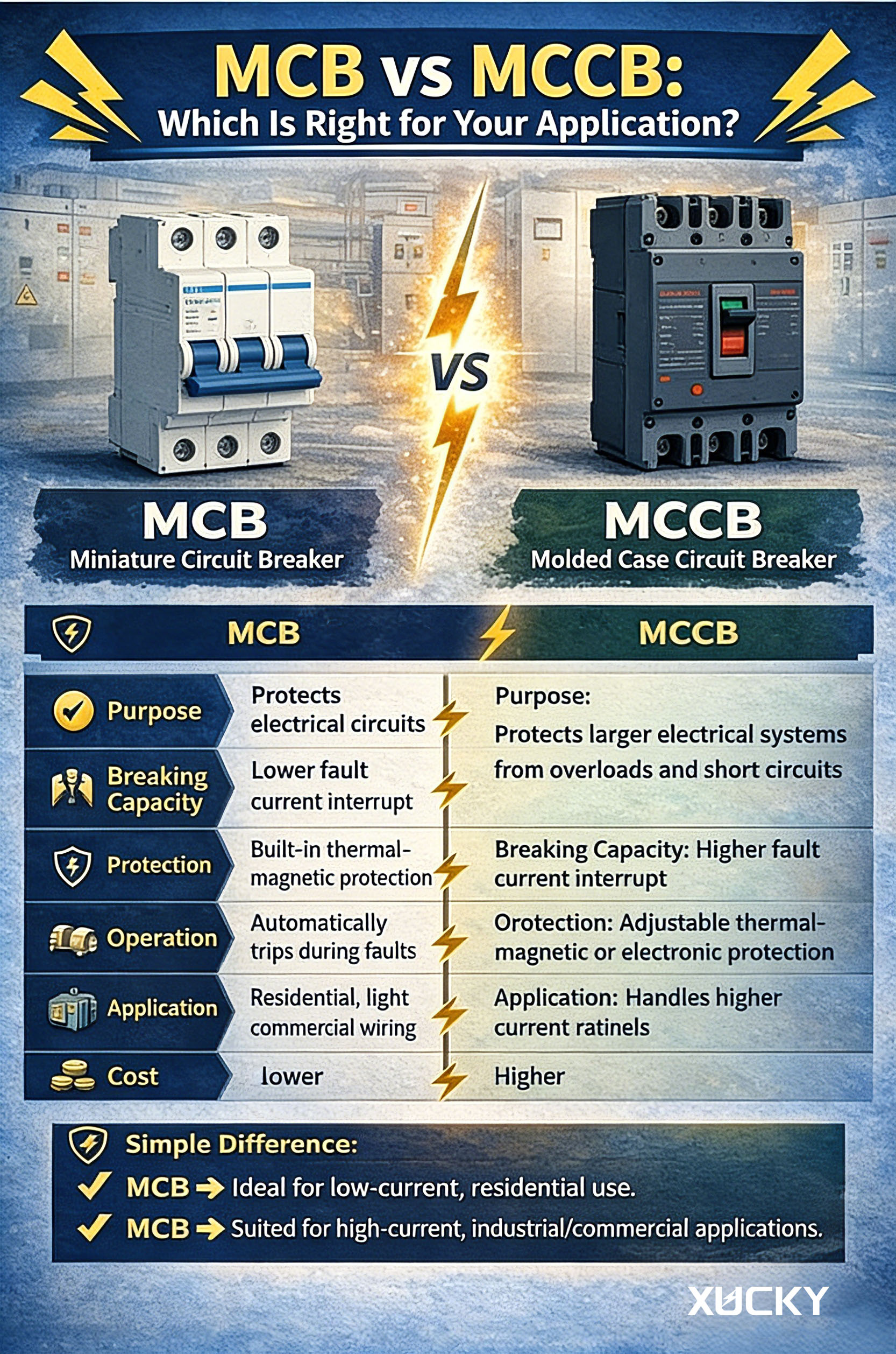 MCB vs. MCCB: Кайсы арызыңызга туура келет?